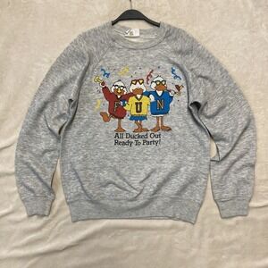 Vintage FUN T-shirt All Ducked Out Ready To Party Mens Size L Crew Neck Sweater